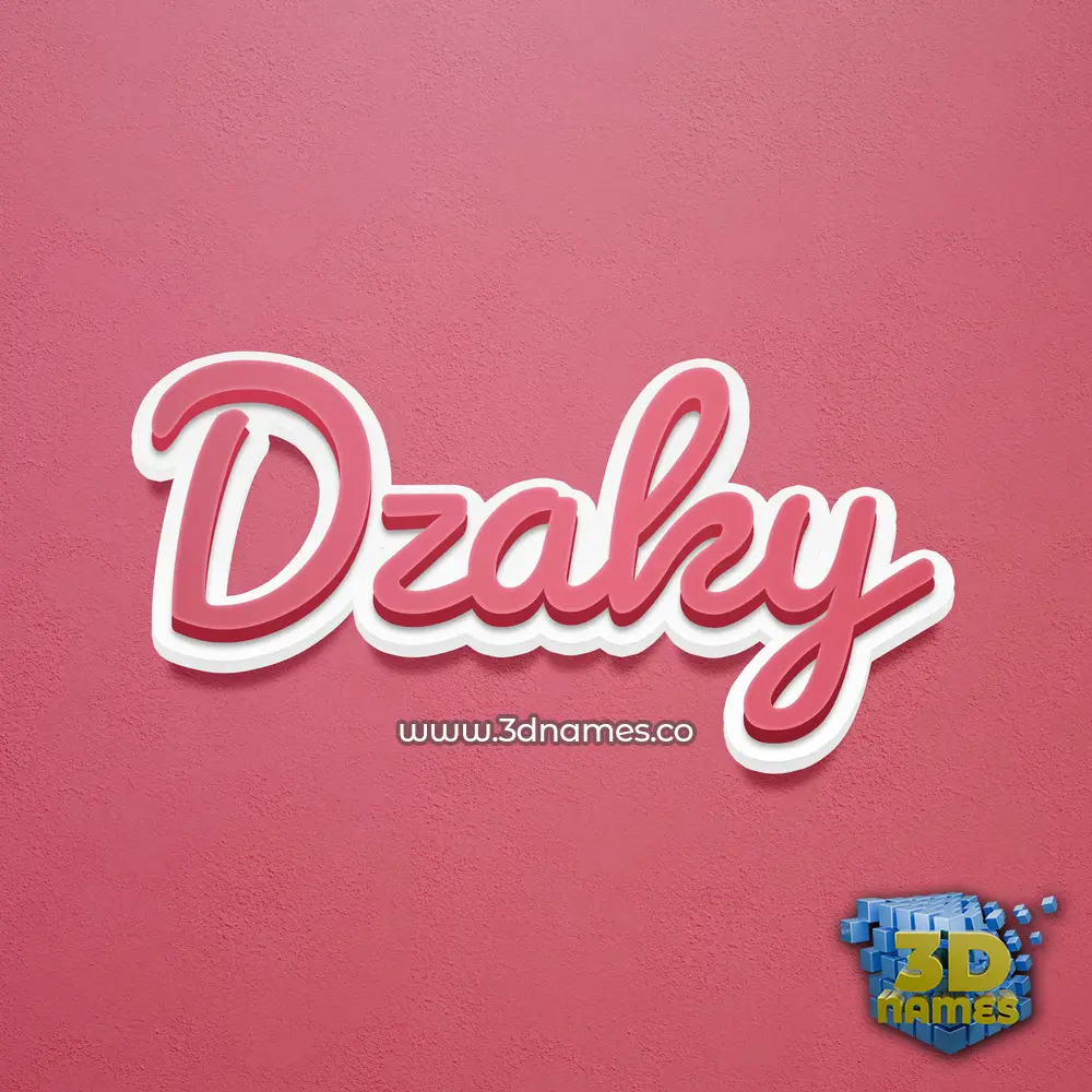 dzaky in Red Scribble style - 3D name wallpaper
