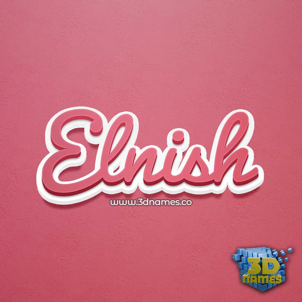 elnish in Red Scribble style - 3D name wallpaper