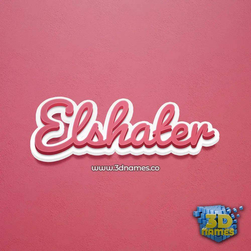 elshater in Red Scribble style - 3D name wallpaper