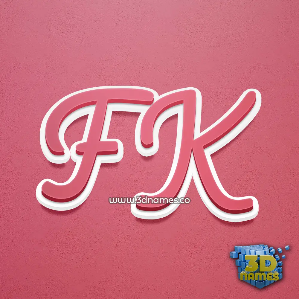 f k in Red Scribble style - 3D name wallpaper