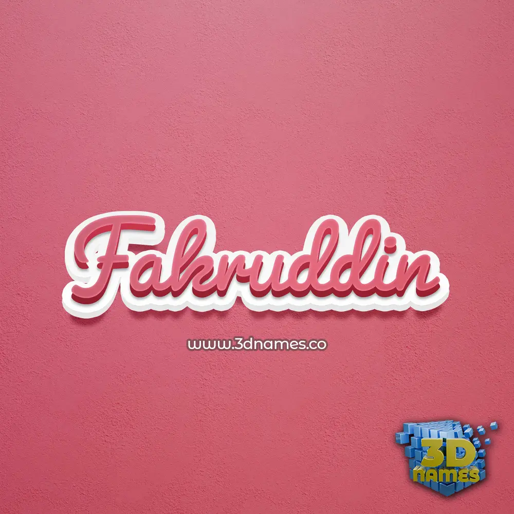 fakruddin in Red Scribble style - 3D name wallpaper