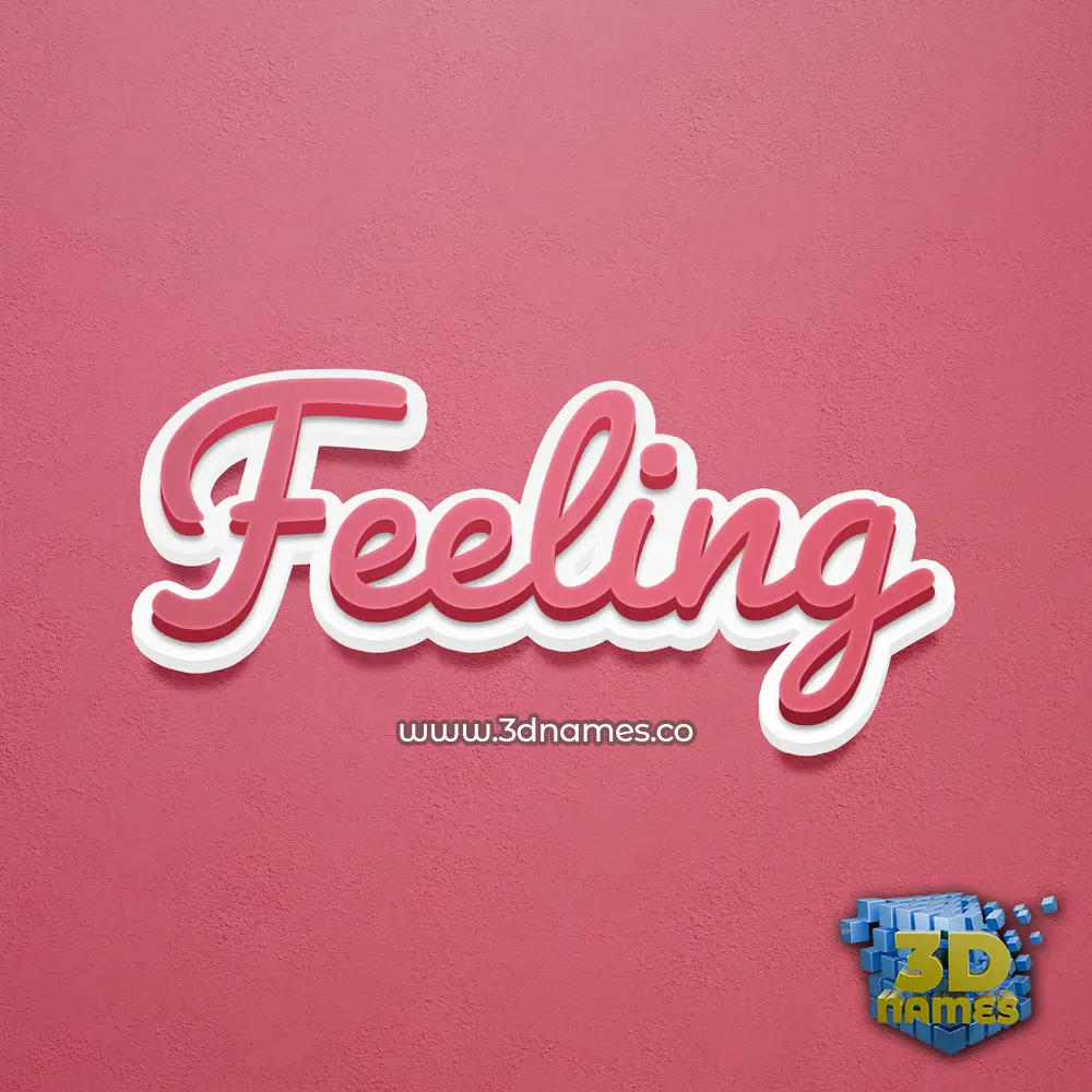 feeling in Red Scribble style - 3D name wallpaper