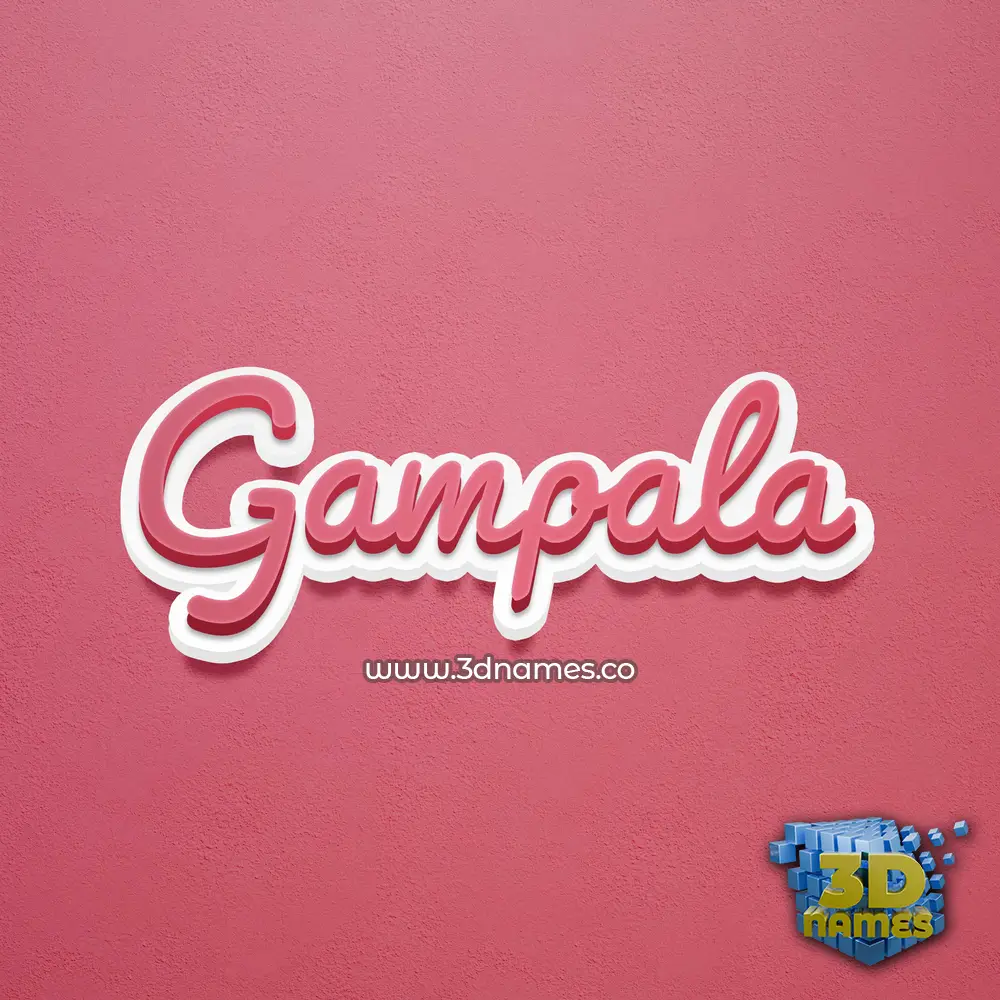 gampala in Red Scribble style - 3D name wallpaper