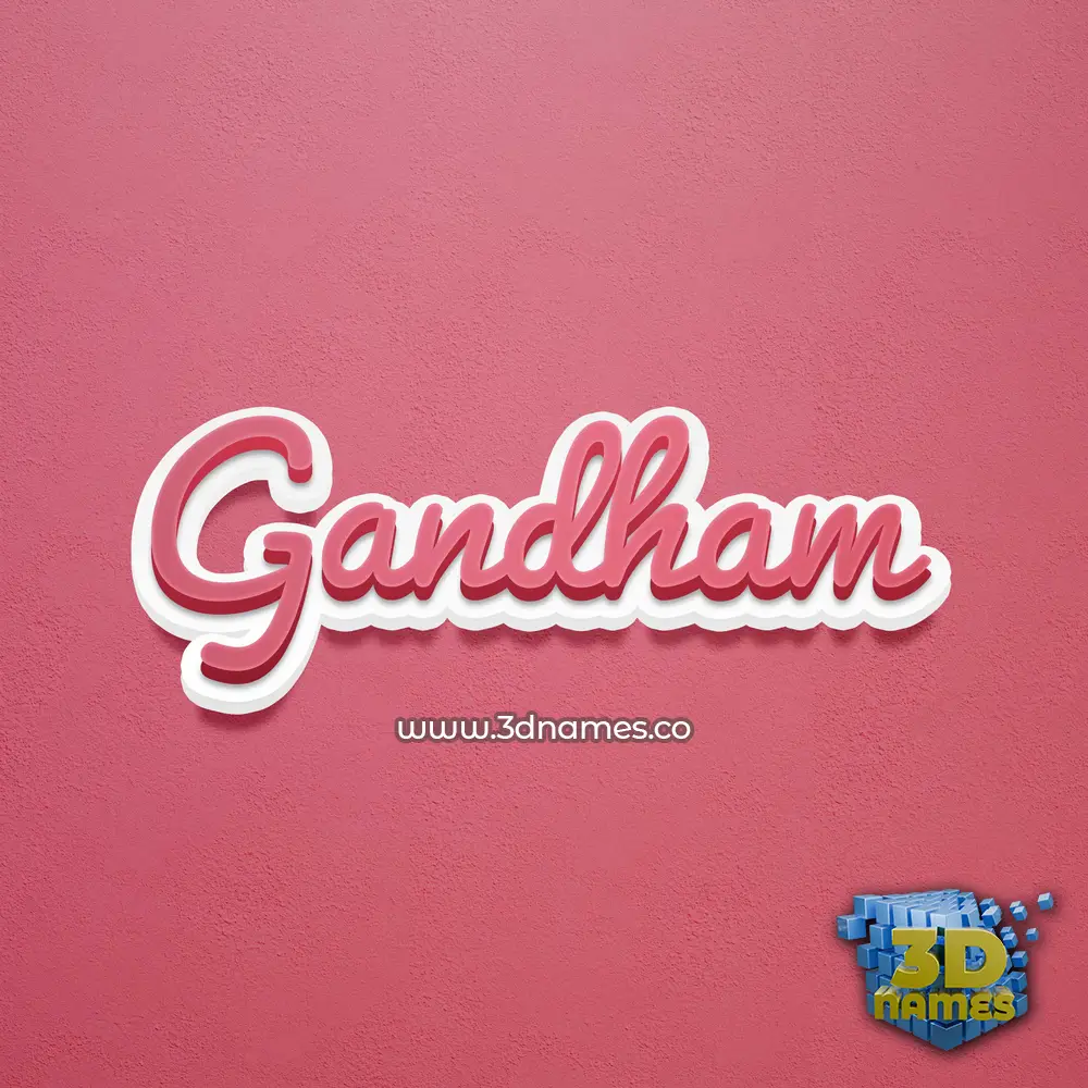 gandham in Red Scribble style - 3D name wallpaper