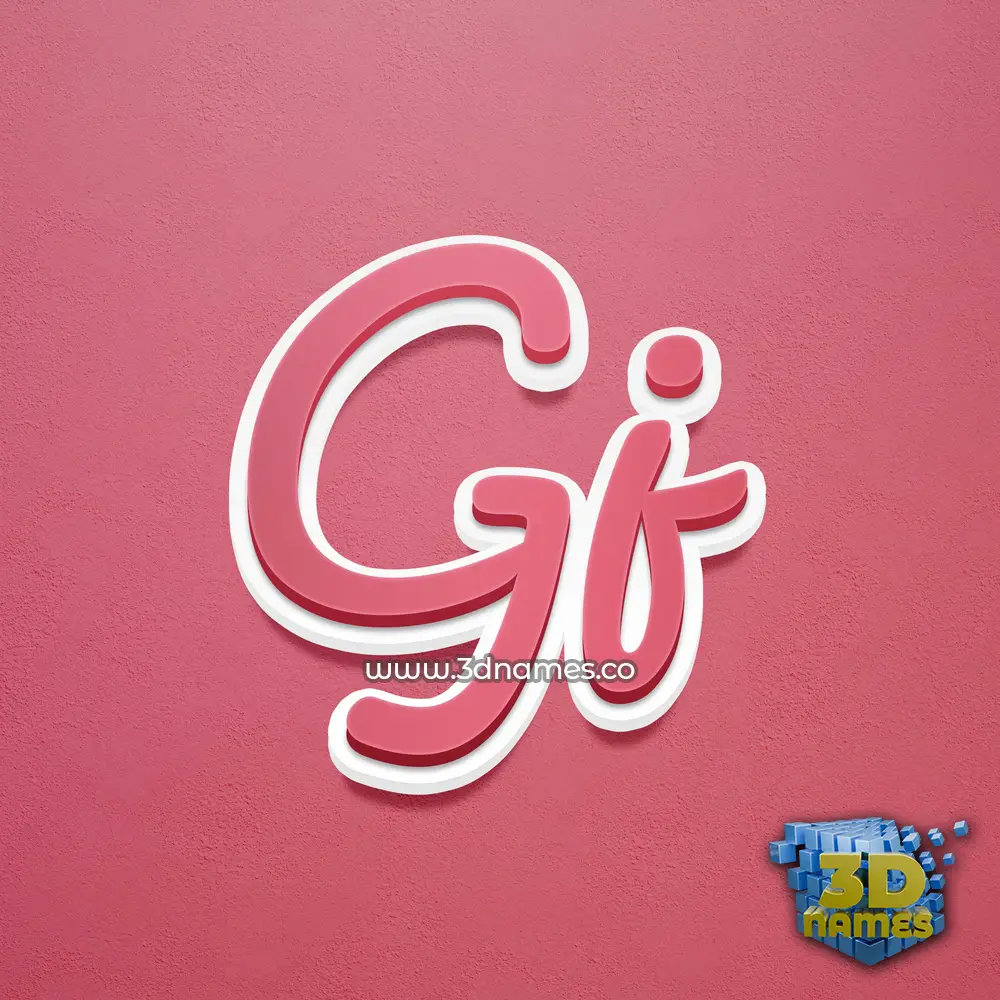 gj in Red Scribble style - 3D name wallpaper