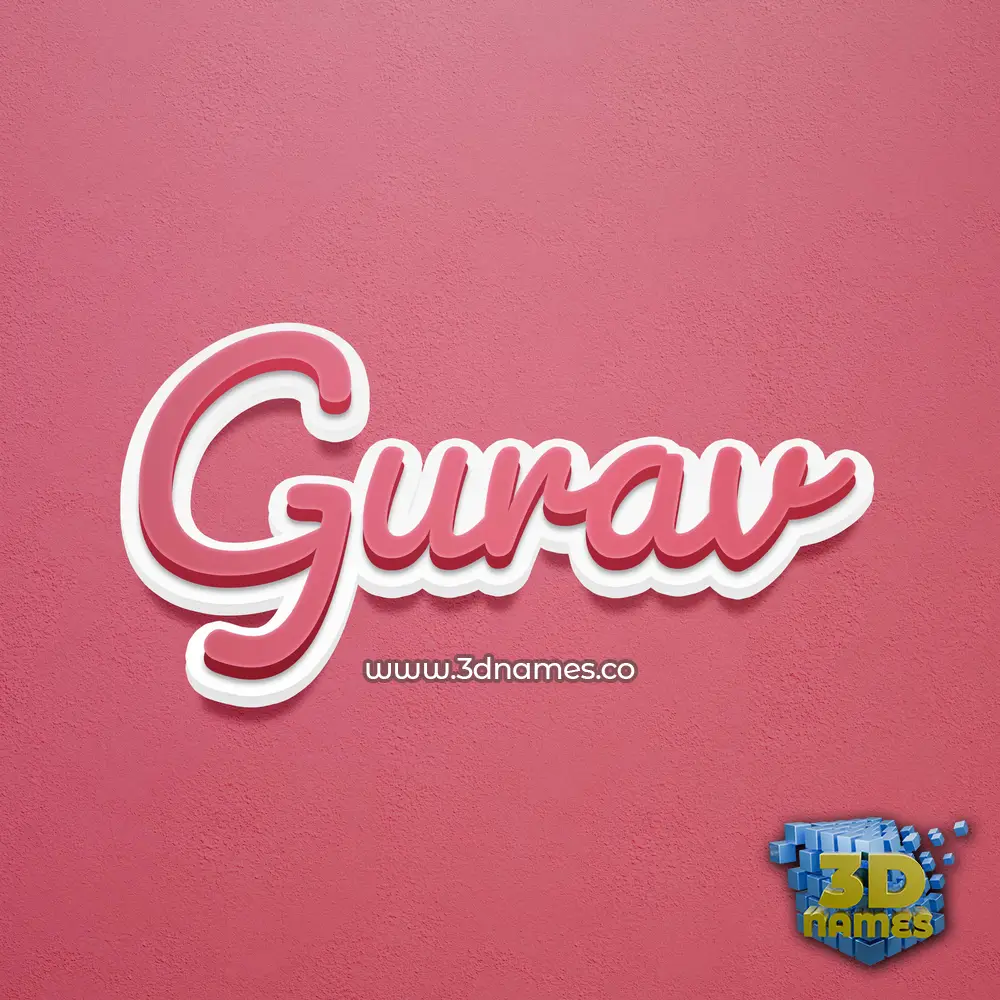 gurav in Red Scribble style - 3D name wallpaper