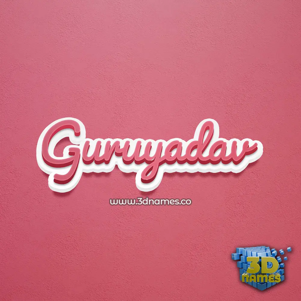guruyadav in Red Scribble style - 3D name wallpaper