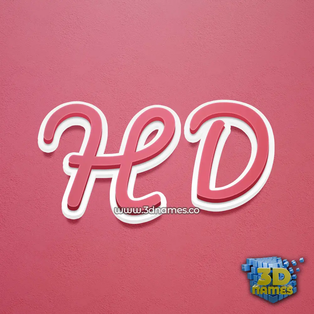 h d in Red Scribble style - 3D name wallpaper