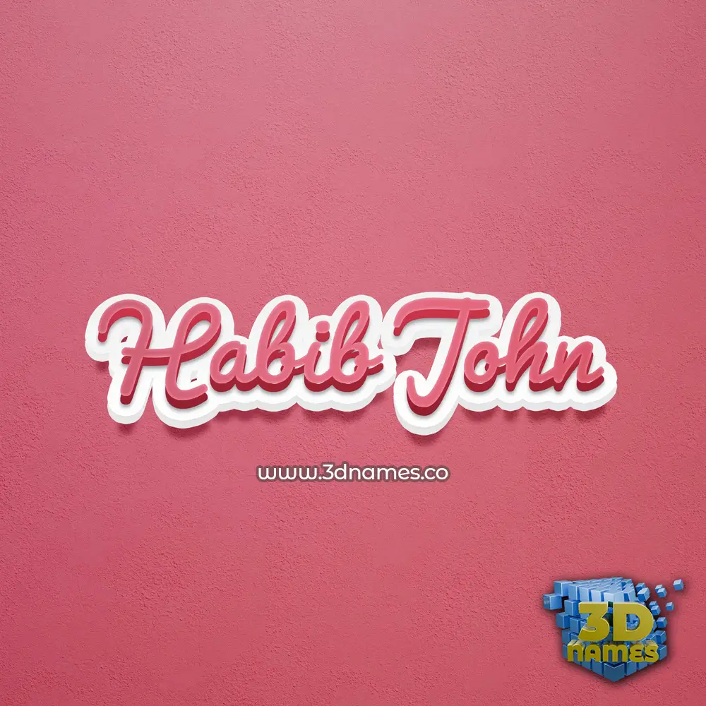habib john in Red Scribble style - 3D name wallpaper