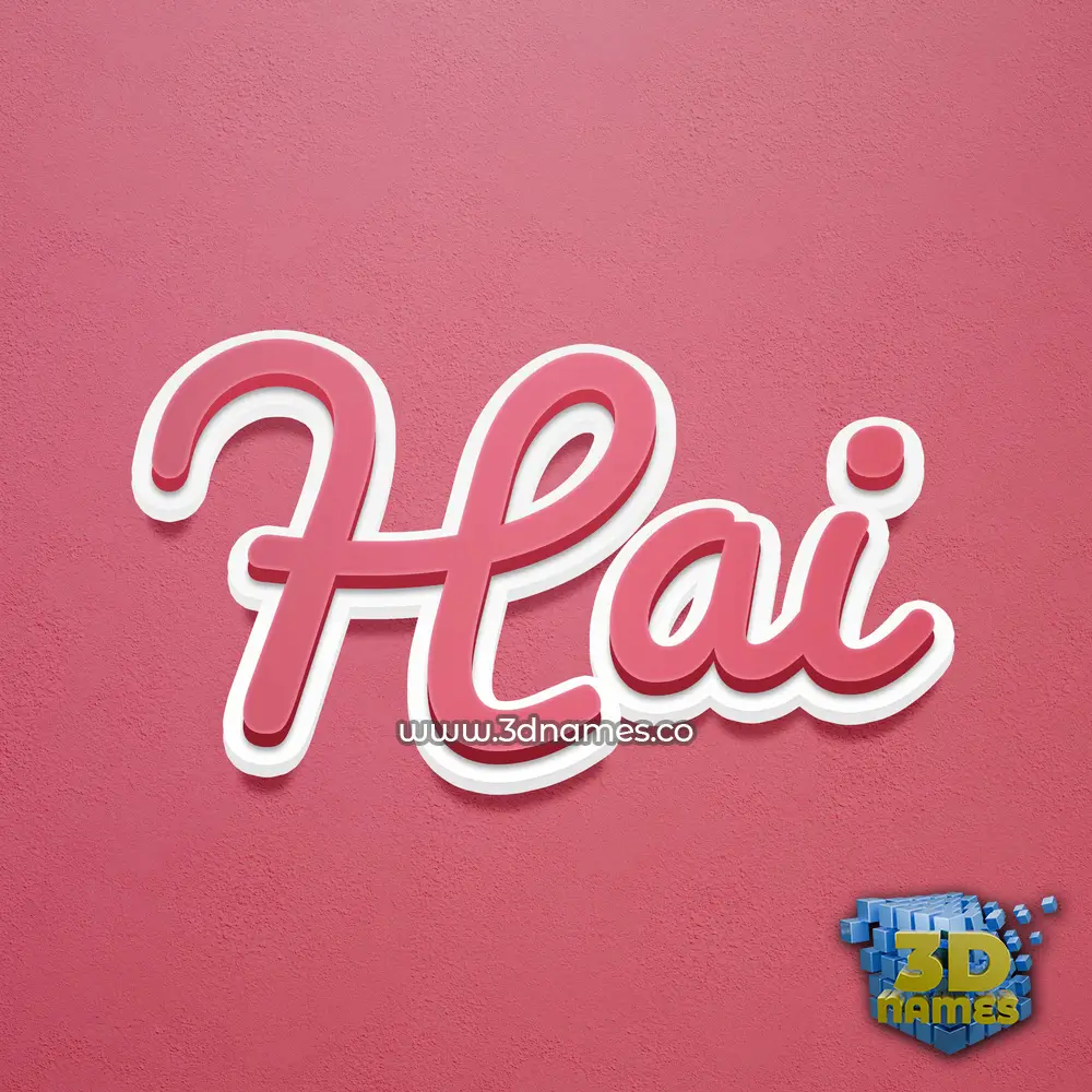 hai in Red Scribble style - 3D name wallpaper