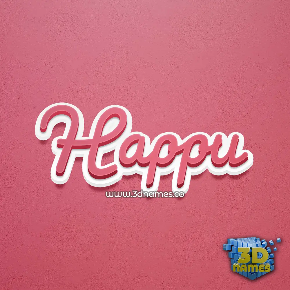 happu in Red Scribble style - 3D name wallpaper