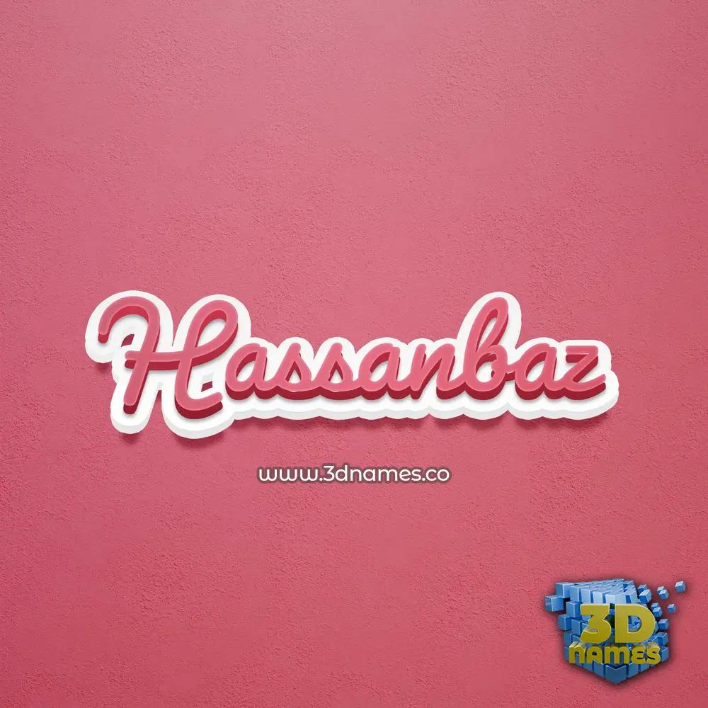 hassanbaz in Red Scribble style - 3D name wallpaper