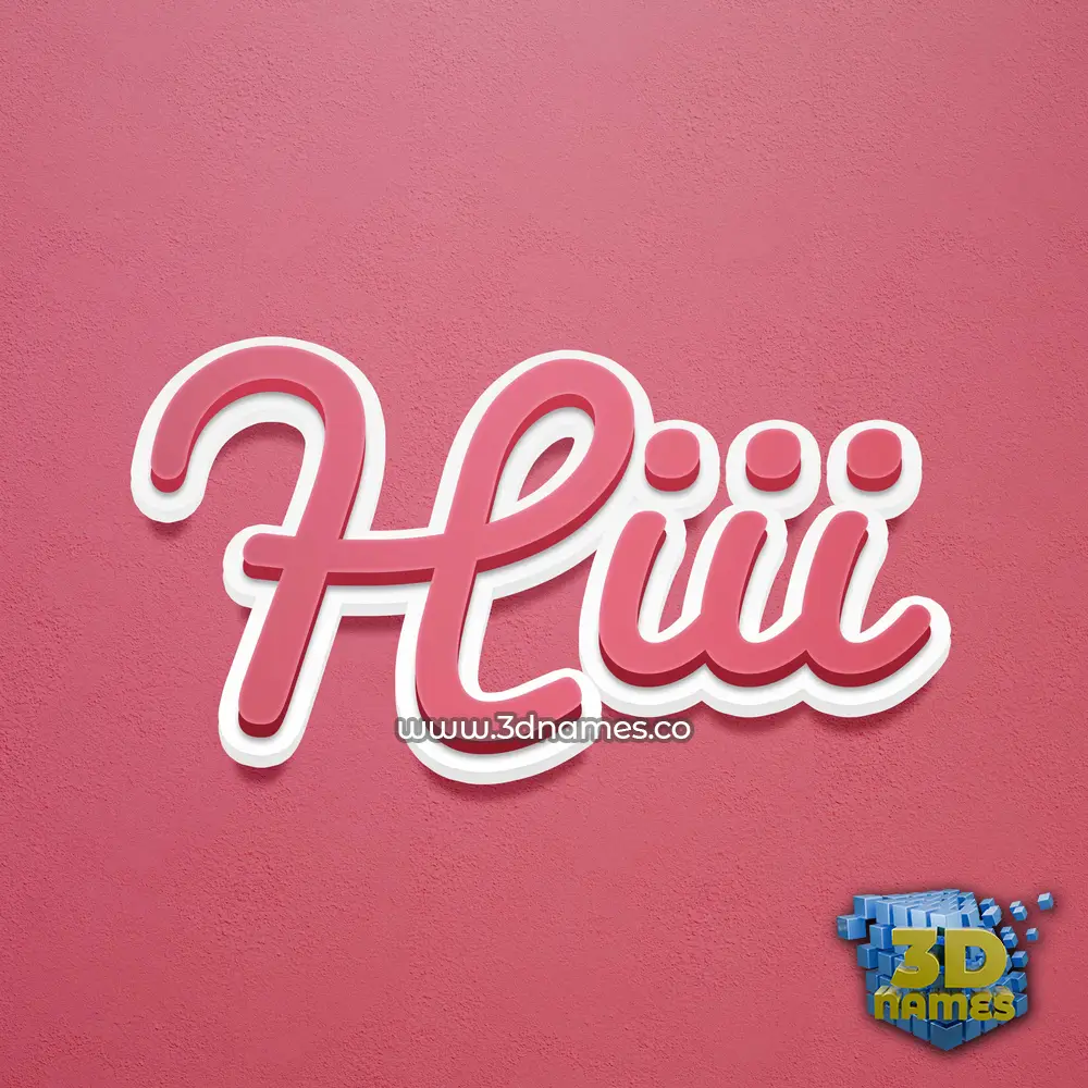hiii in Red Scribble style - 3D name wallpaper