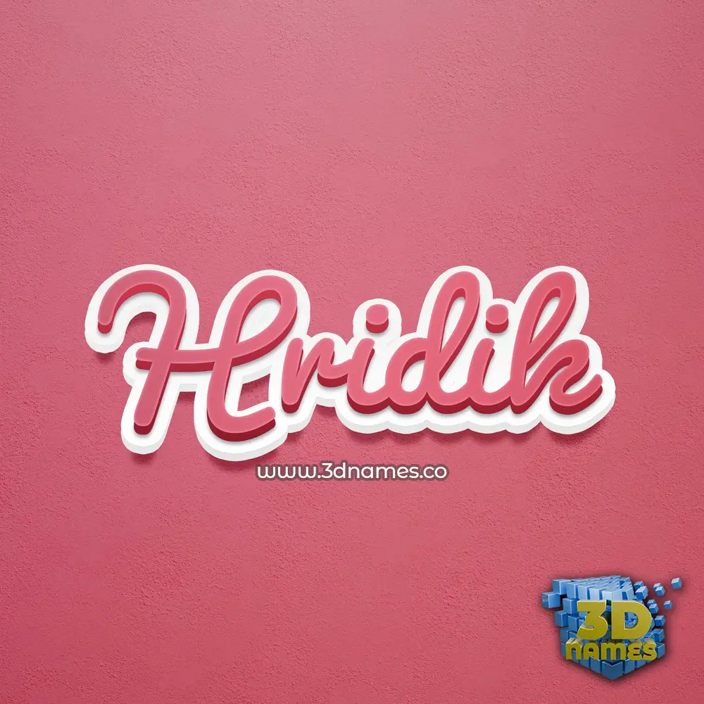 hridik in Red Scribble style - 3D name wallpaper