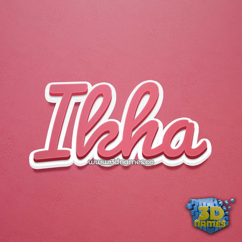 ikha in Red Scribble style - 3D name wallpaper