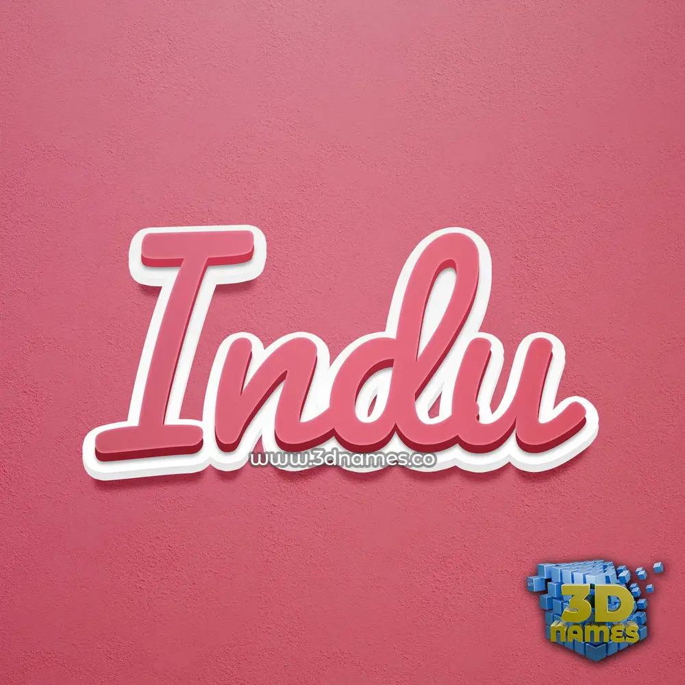 indu in Red Scribble style - 3D name wallpaper