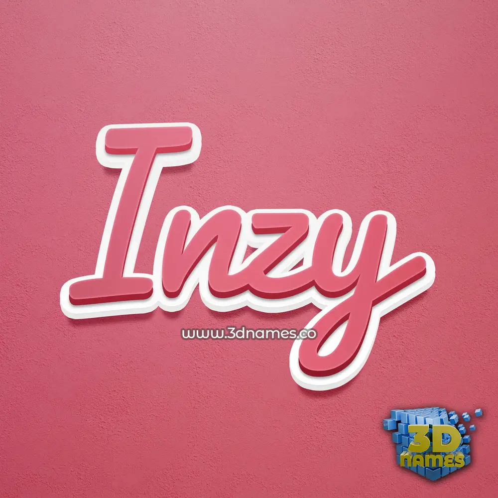 inzy in Red Scribble style - 3D name wallpaper