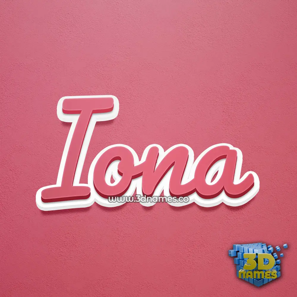iona in Red Scribble style - 3D name wallpaper
