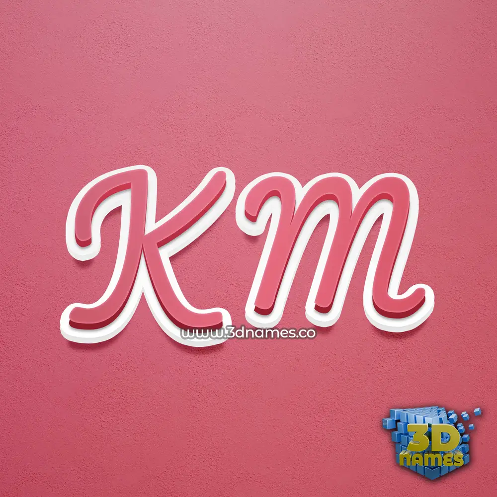 k m in Red Scribble style - 3D name wallpaper