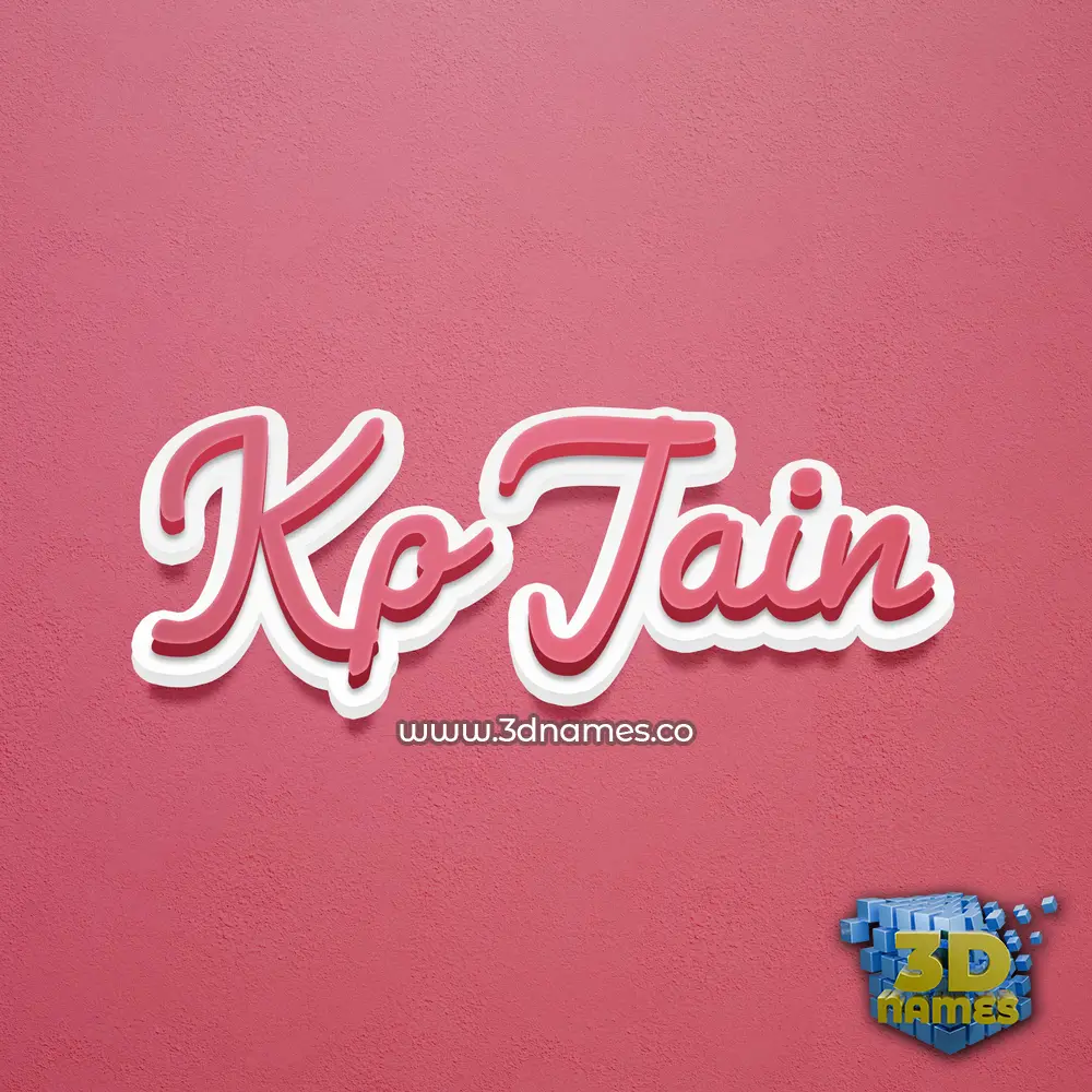 kp jain in Red Scribble style - 3D name wallpaper