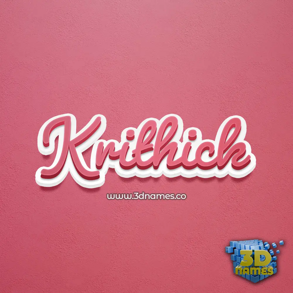 krithick in Red Scribble style - 3D name wallpaper