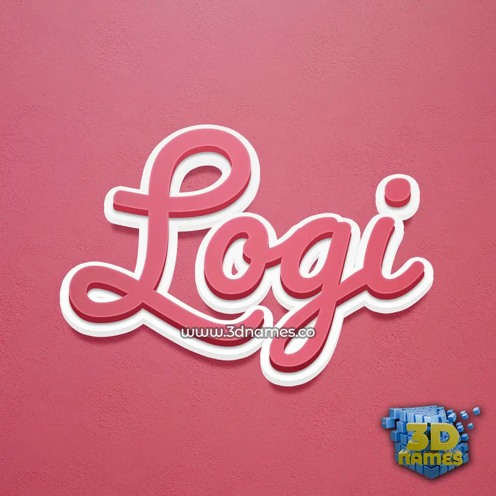 logi in Red Scribble style - 3D name wallpaper