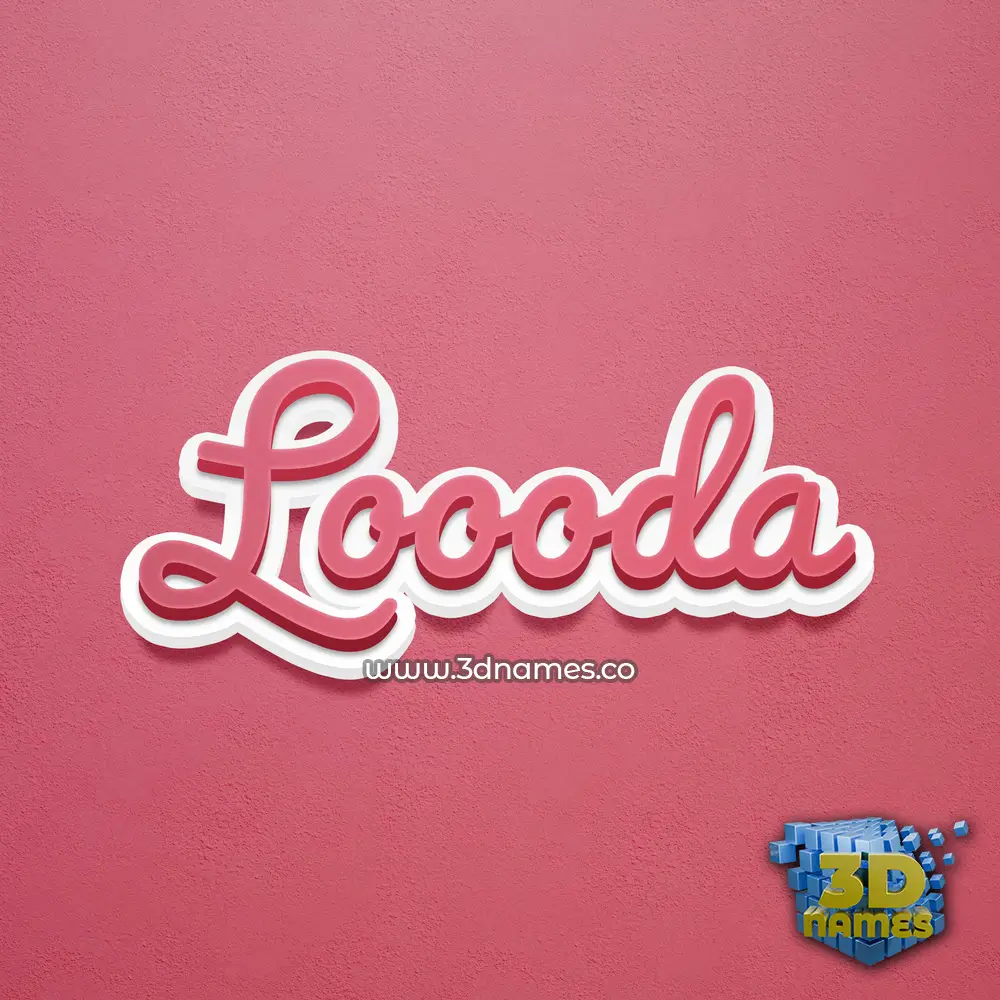 loooda in Red Scribble style - 3D name wallpaper