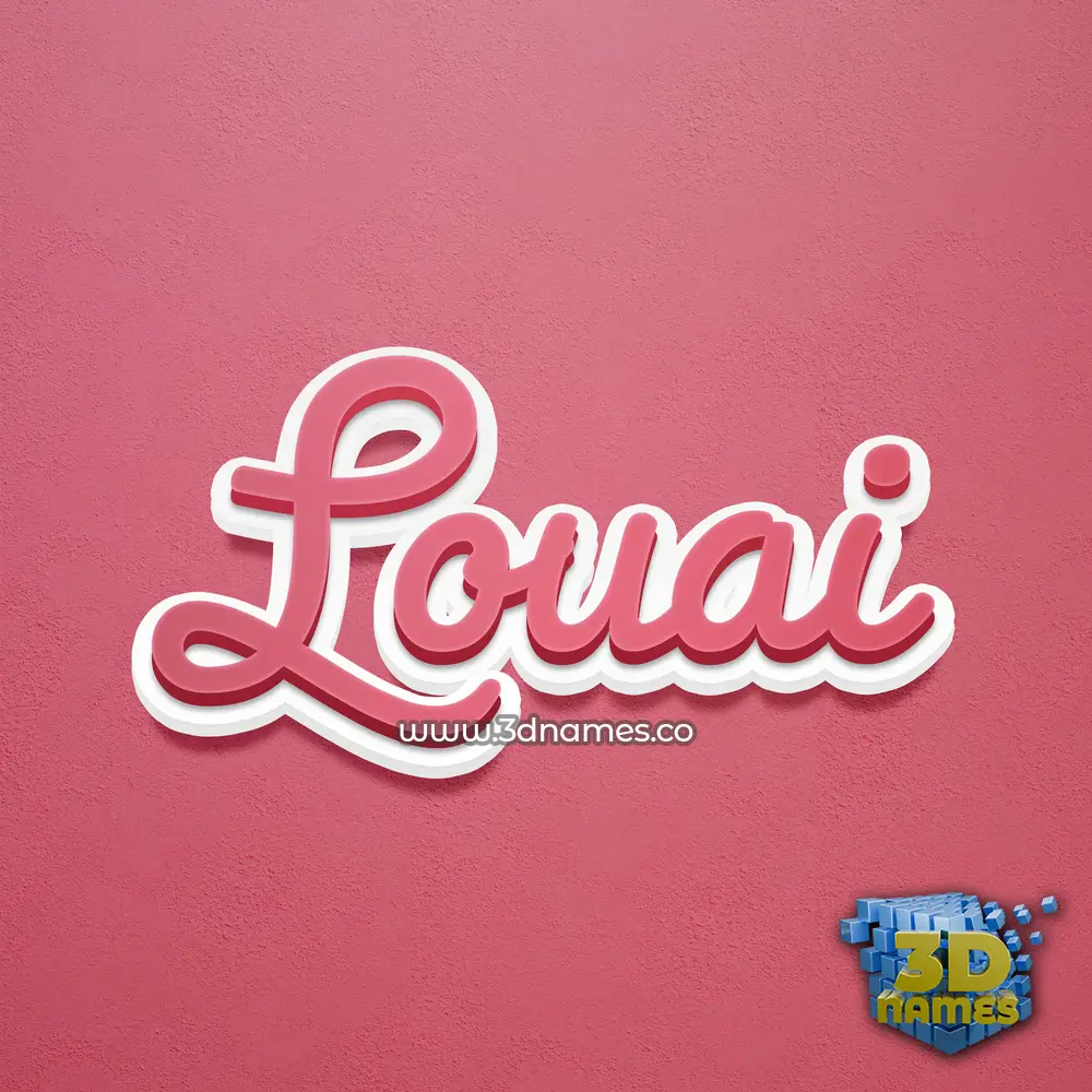 louai in Red Scribble style - 3D name wallpaper