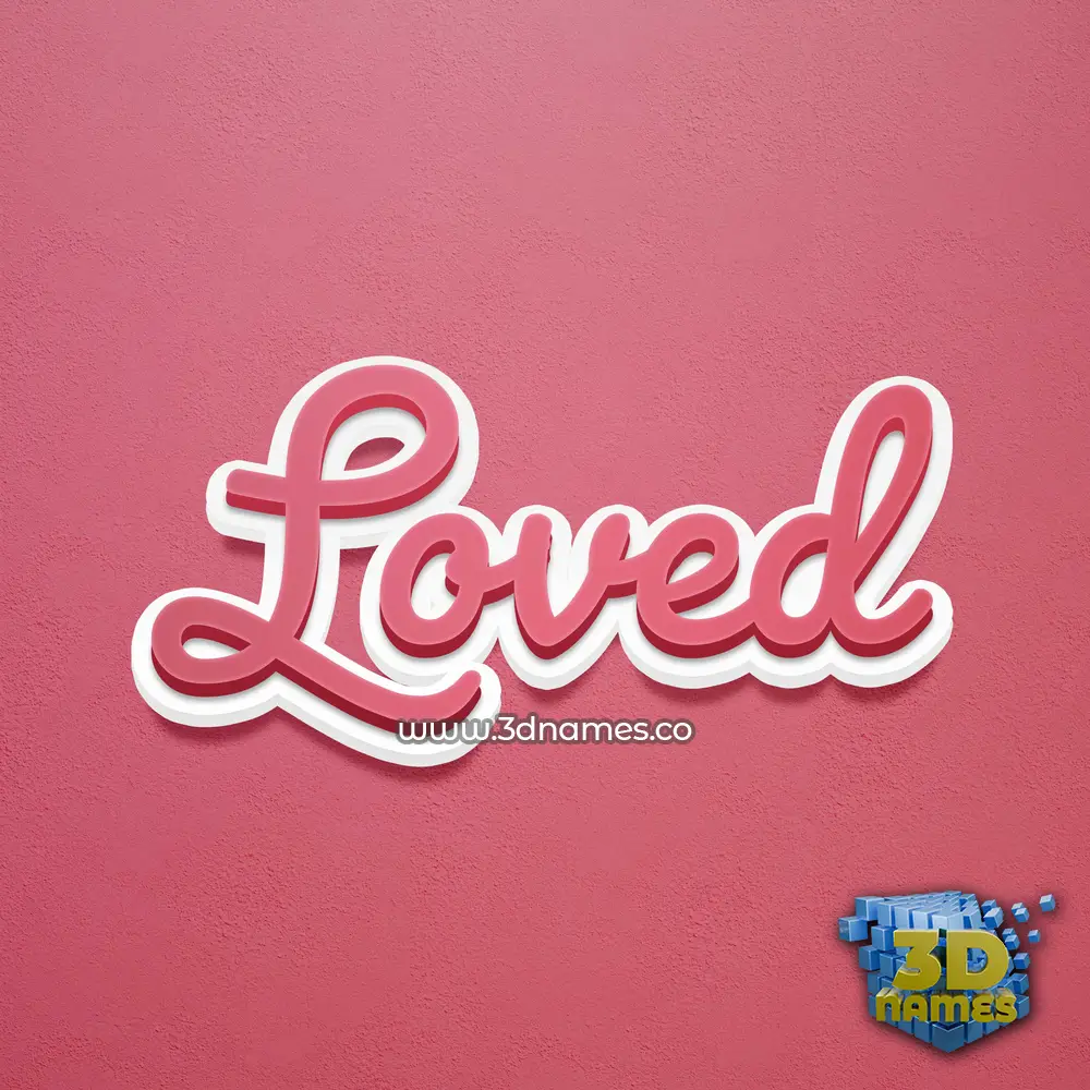 loved in Red Scribble style - 3D name wallpaper
