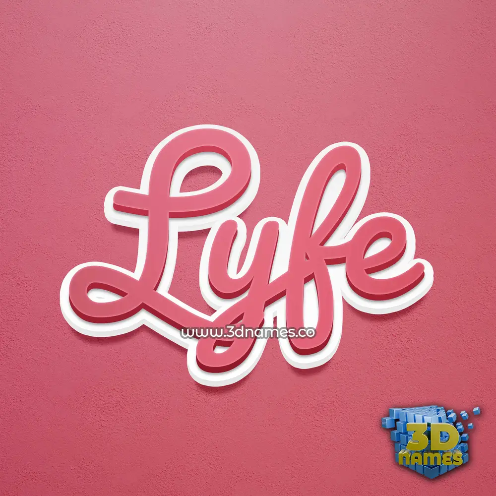 lyfe in Red Scribble style - 3D name wallpaper