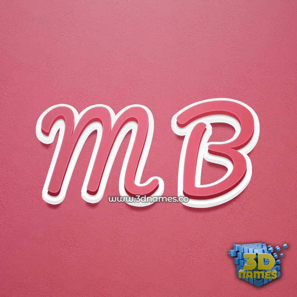 m b in Red Scribble style - 3D name wallpaper