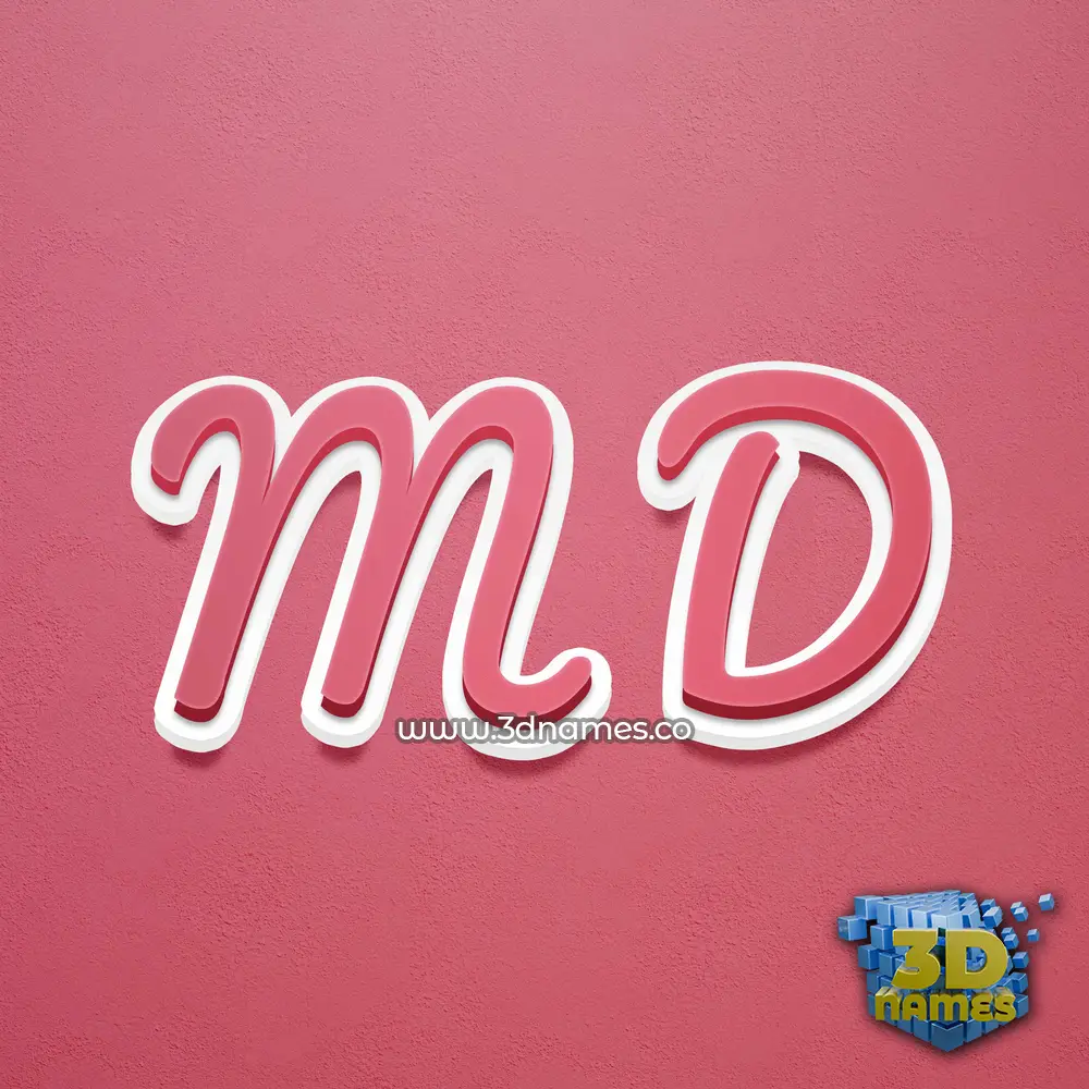 m d in Red Scribble style - 3D name wallpaper