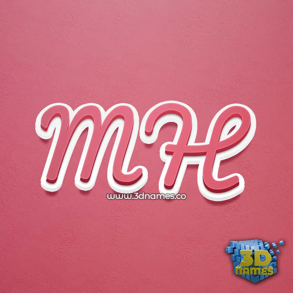 m h in Red Scribble style - 3D name wallpaper