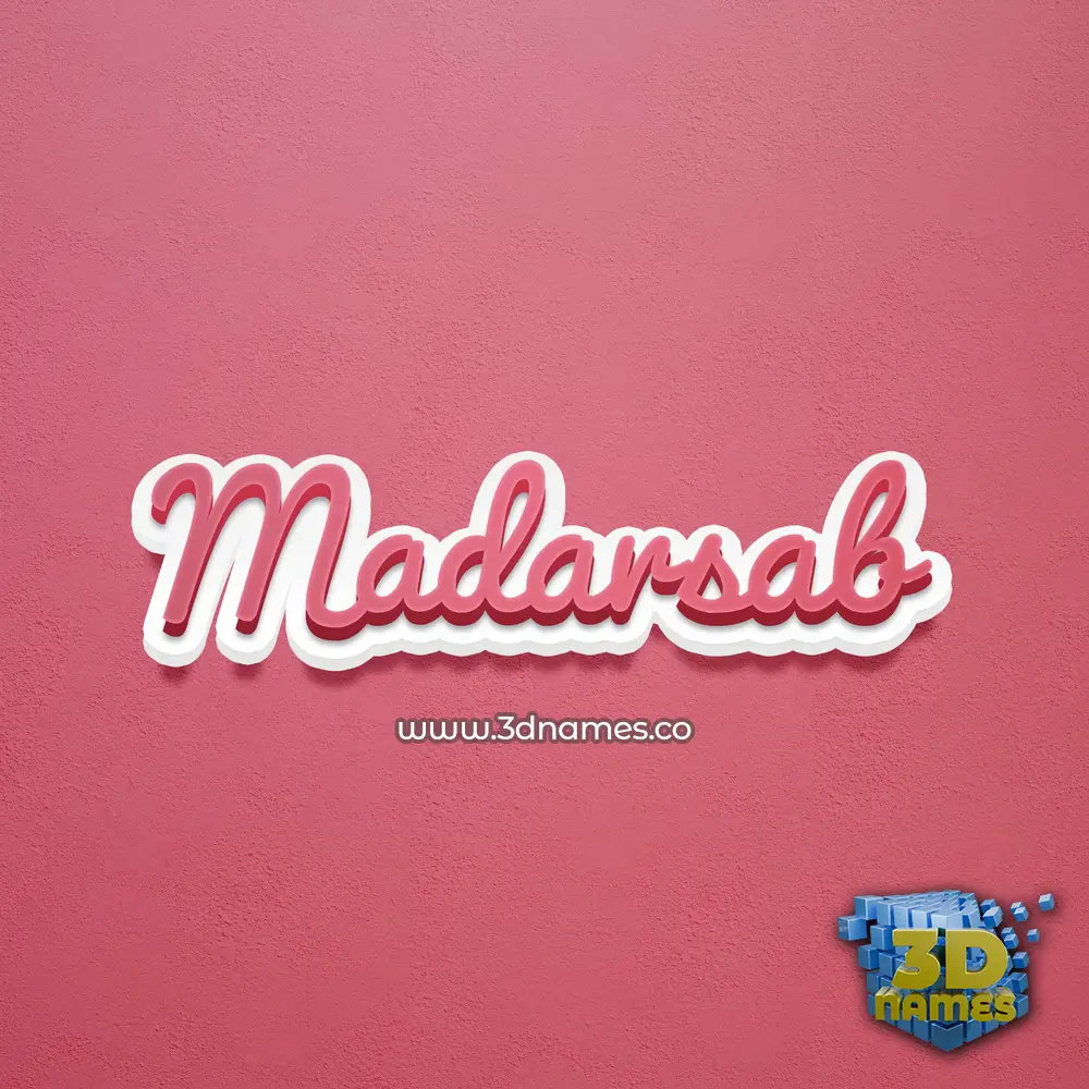 madarsab in Red Scribble style - 3D name wallpaper