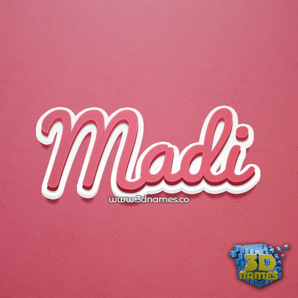 madi in Red Scribble style - 3D name wallpaper
