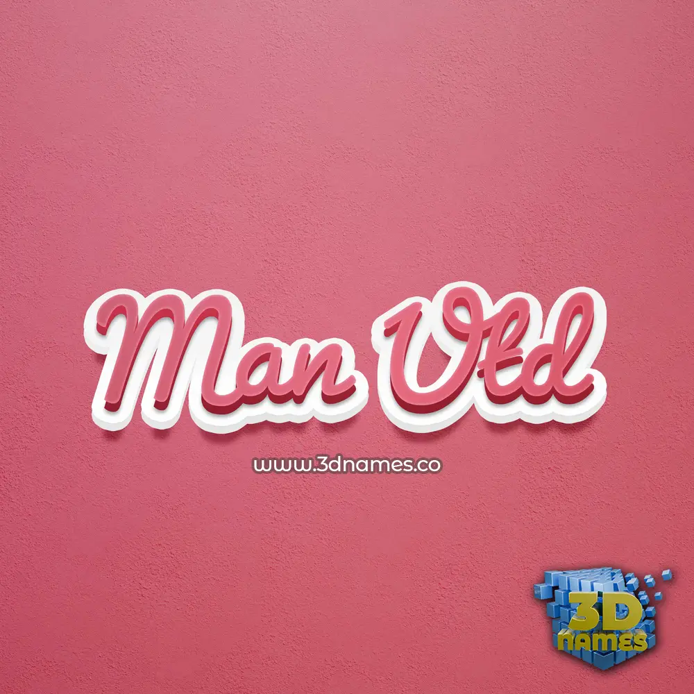 man utd in Red Scribble style - 3D name wallpaper