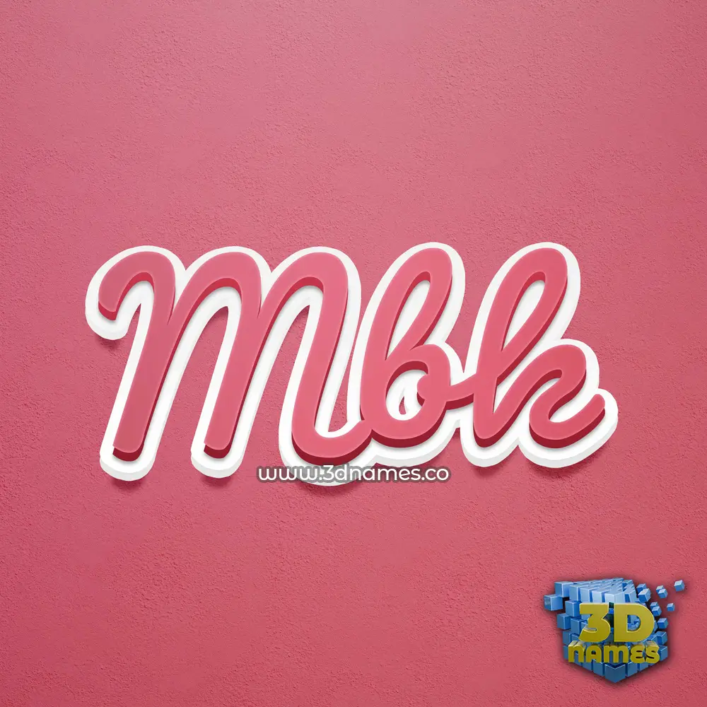 mbk in Red Scribble style - 3D name wallpaper