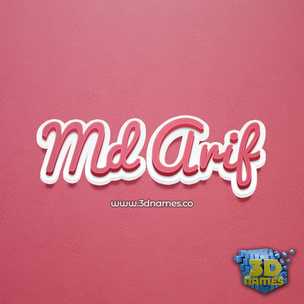 md arif in Red Scribble style - 3D name wallpaper