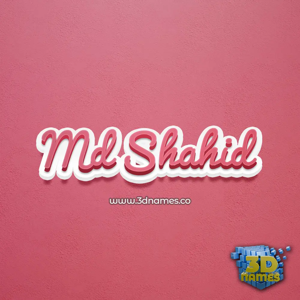 md shahid in Red Scribble style - 3D name wallpaper