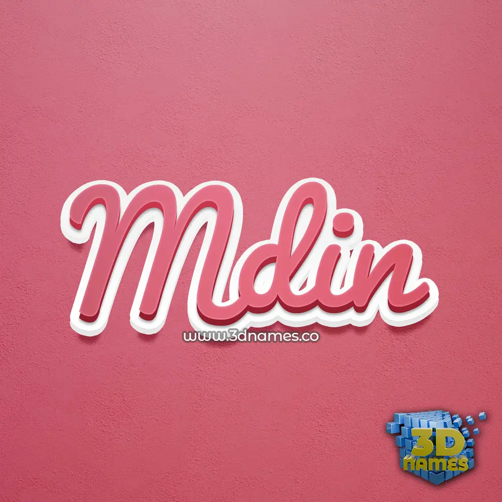 mdin in Red Scribble style - 3D name wallpaper