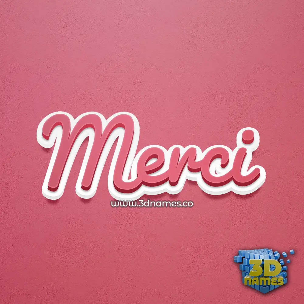 merci in Red Scribble style - 3D name wallpaper