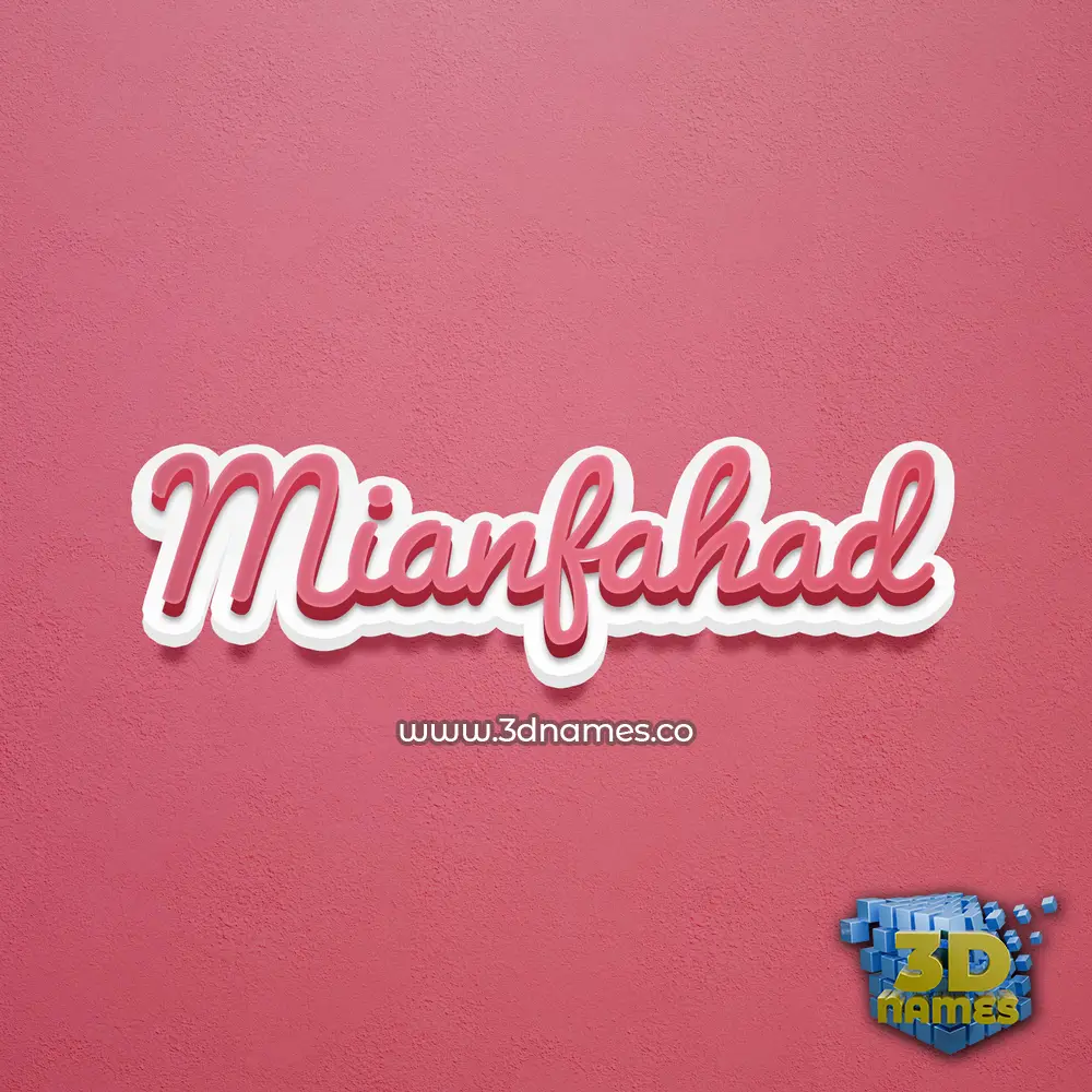 mianfahad in Red Scribble style - 3D name wallpaper