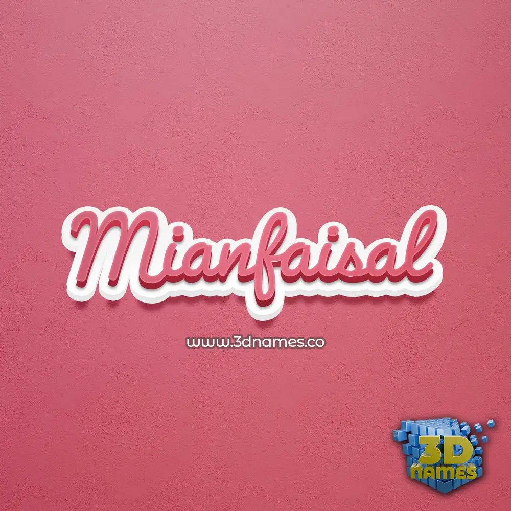 mianfaisal in Red Scribble style - 3D name wallpaper