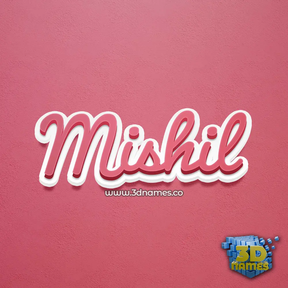 mishil in Red Scribble style - 3D name wallpaper