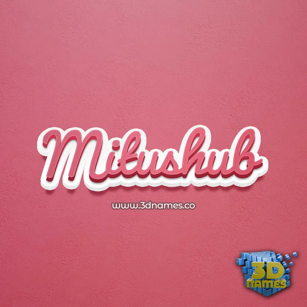 mitushub in Red Scribble style - 3D name wallpaper