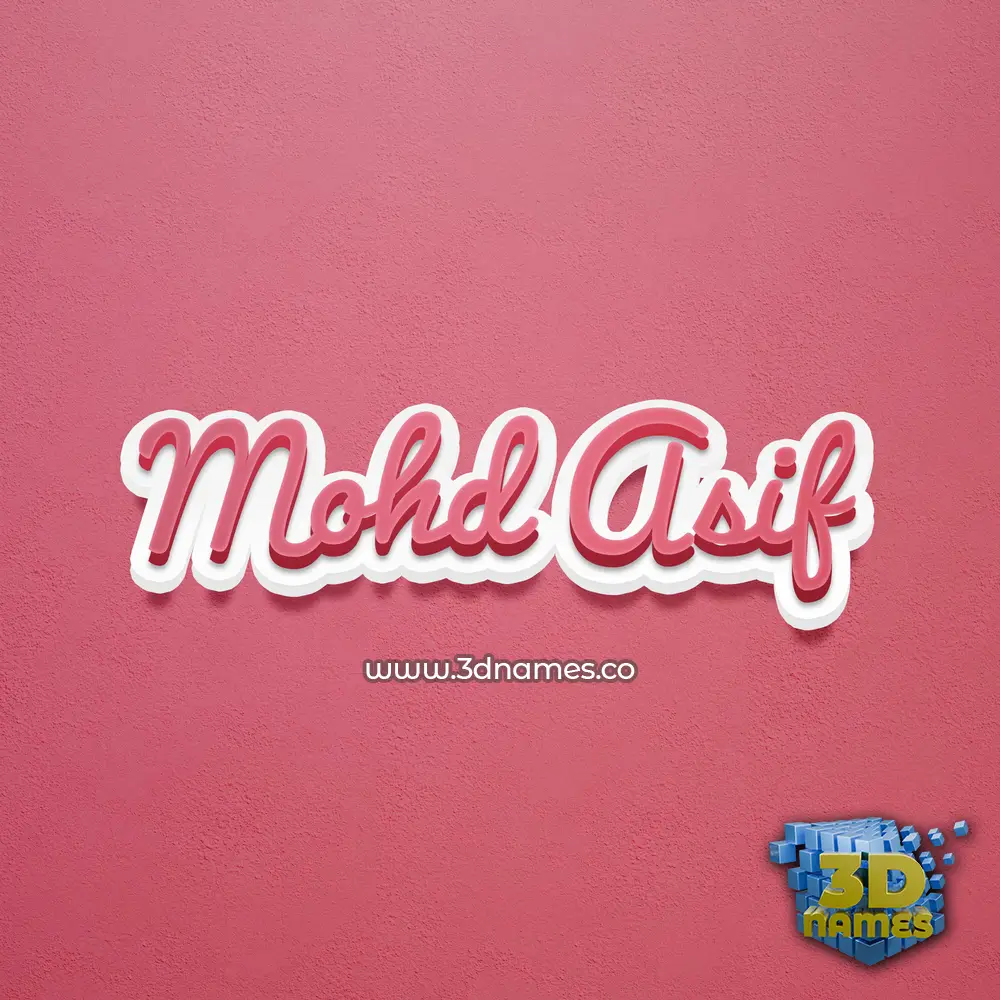 mohd asif in Red Scribble style - 3D name wallpaper