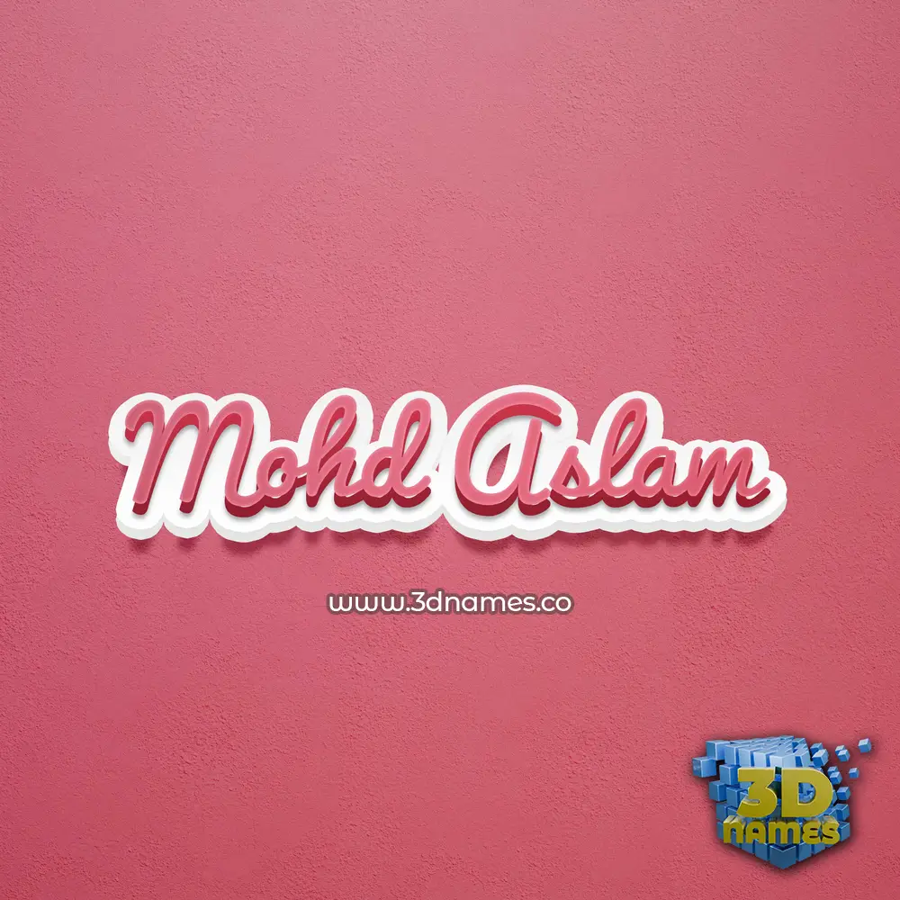 mohd aslam in Red Scribble style - 3D name wallpaper