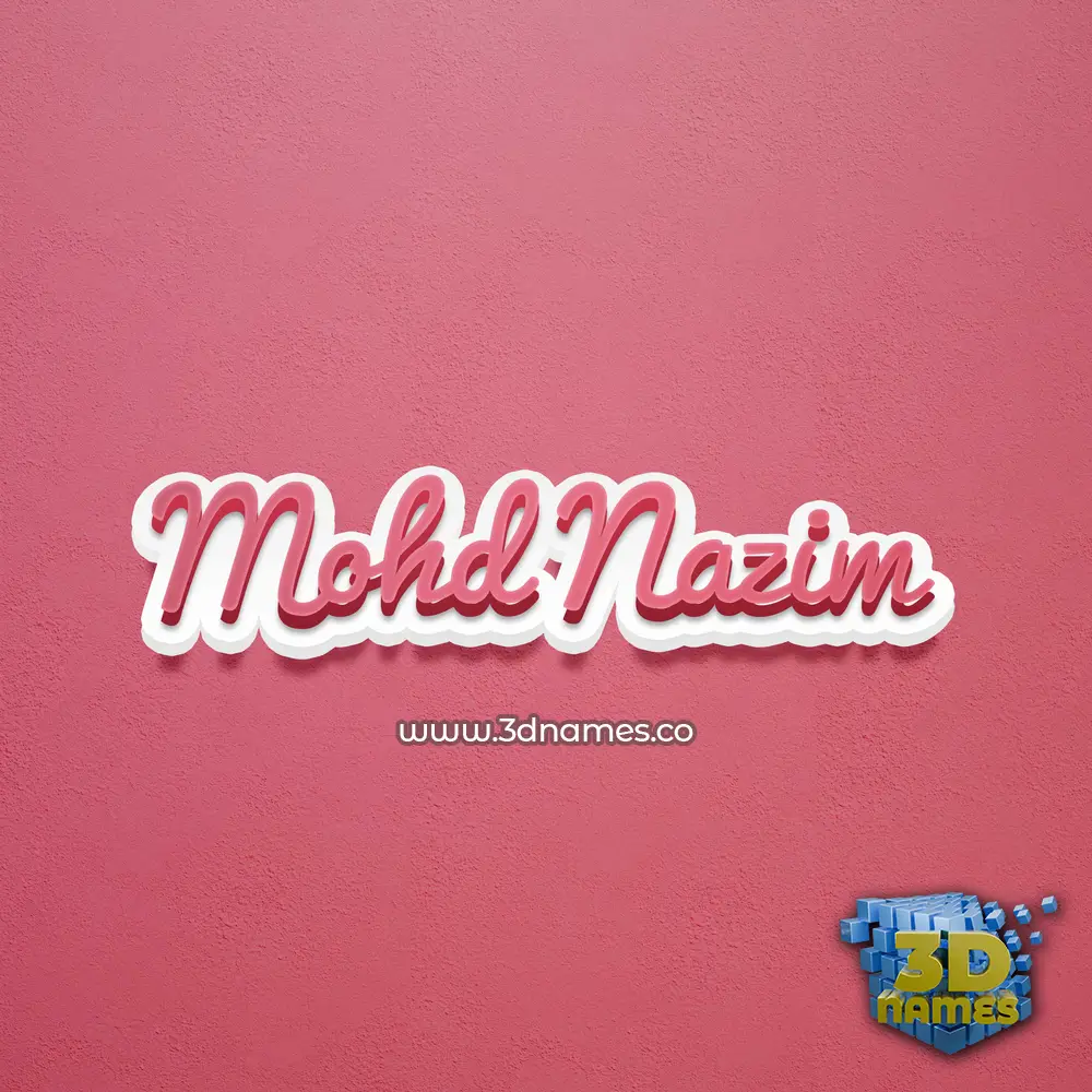 mohd nazim in Red Scribble style - 3D name wallpaper