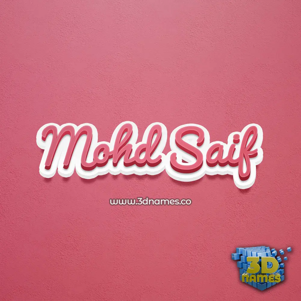 mohd saif in Red Scribble style - 3D name wallpaper
