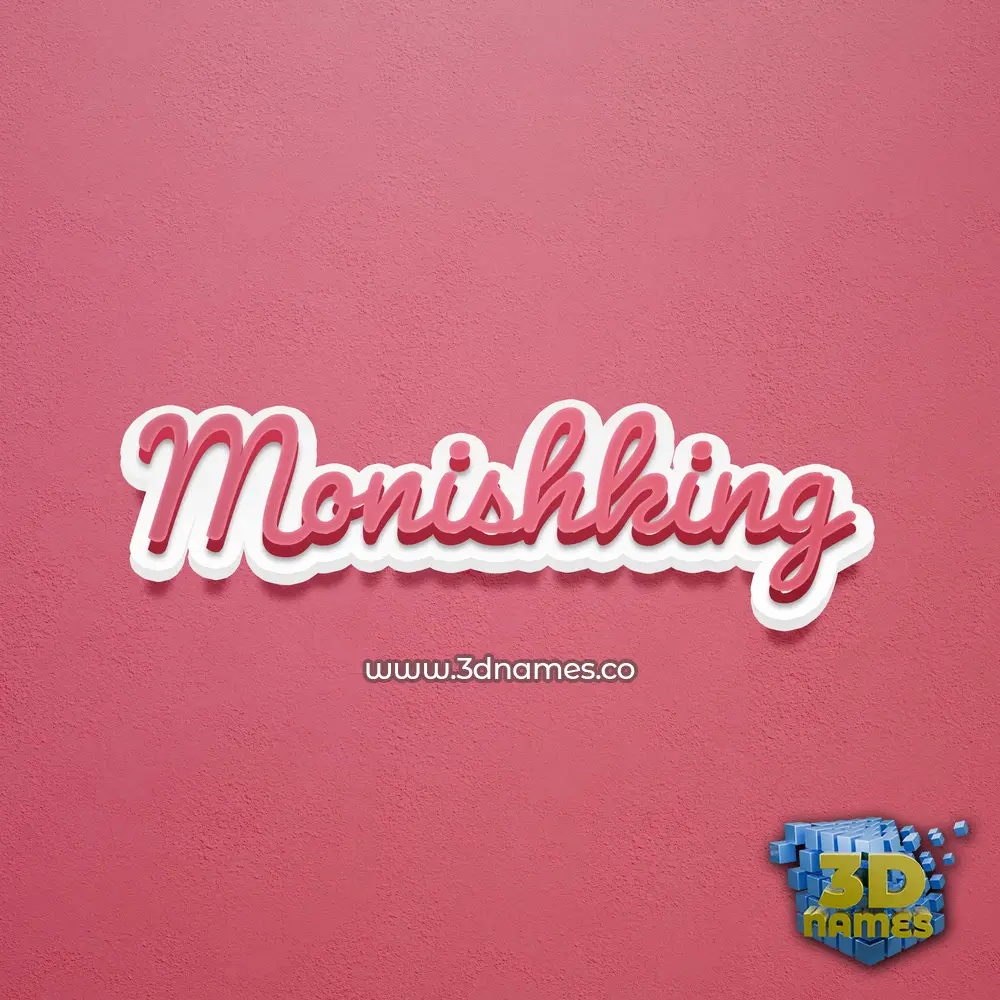 monishking in Red Scribble style - 3D name wallpaper